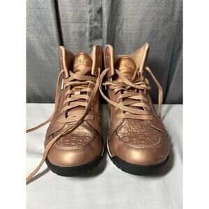 ZUMBA High Top Shoes Trainers Gold color sz 8.5 women’s Has Cracking Around Toe